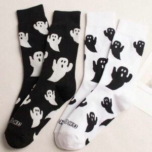 Ghost Patterned Socks - Black and White